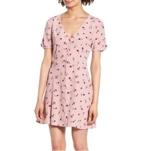 ROW A Pink Floral Corset Tie Mini Dress
